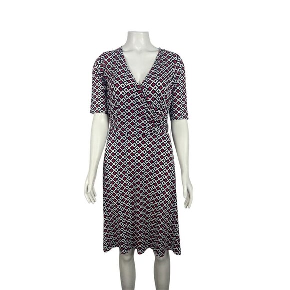 NEW Donna Morgan Lin Faux Wrap Jersey Dress 8 Stitch Fix Tied Waist Geometric - Picture 1 of 7